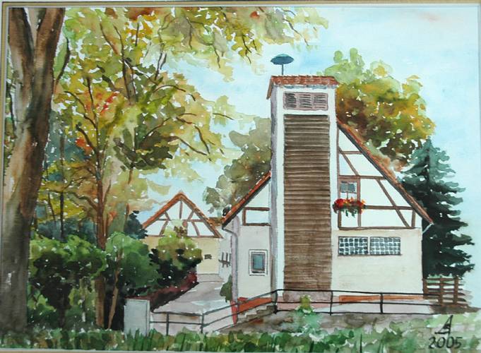 Das Feuerwehrhaus - gemalt von Siggi Altkofer